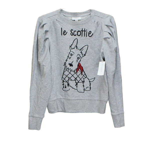 Charter Club Petite Cotton Scottie Dog Sweater Heather Storm PM - Picture 2 of 3